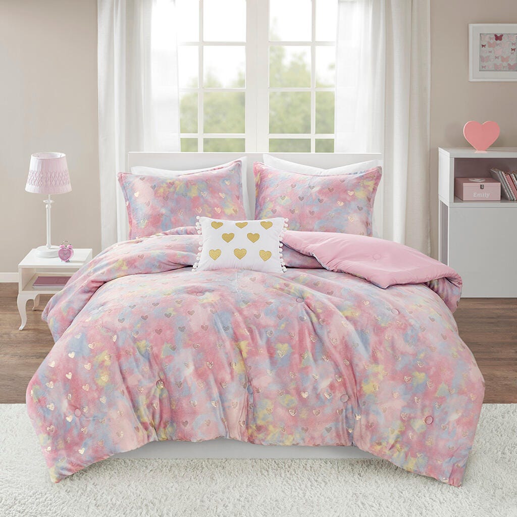 Intelligent Design Rosalie 3-Piece Twin/Twin XL Comforter Set, Pink Multi/Gold, large