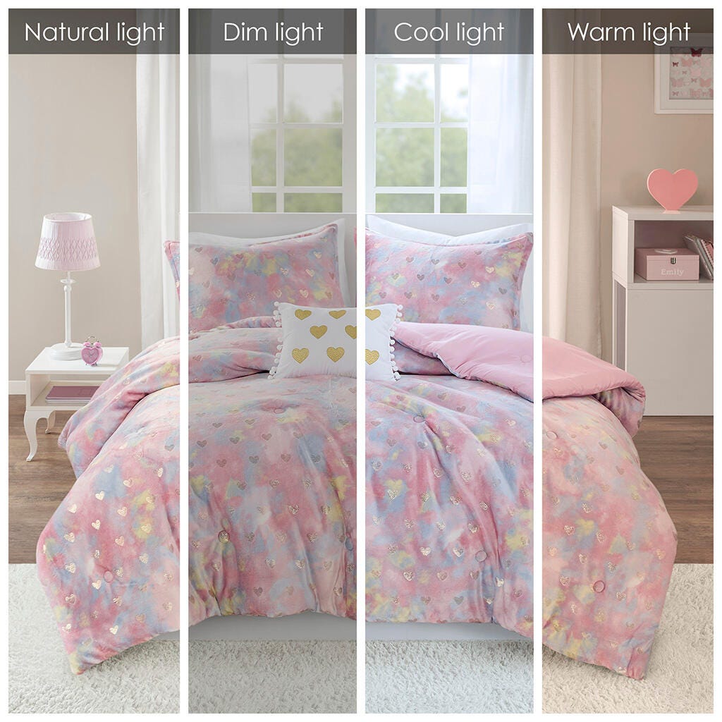 Intelligent Design Rosalie 3-Piece Twin/Twin XL Comforter Set, Pink Multi/Gold, large