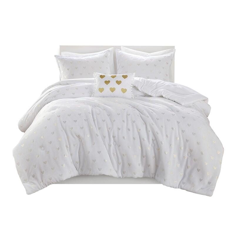 Intelligent Design Rosalie 3-Piece Twin/Twin XL Comforter Set, White/Gold, large