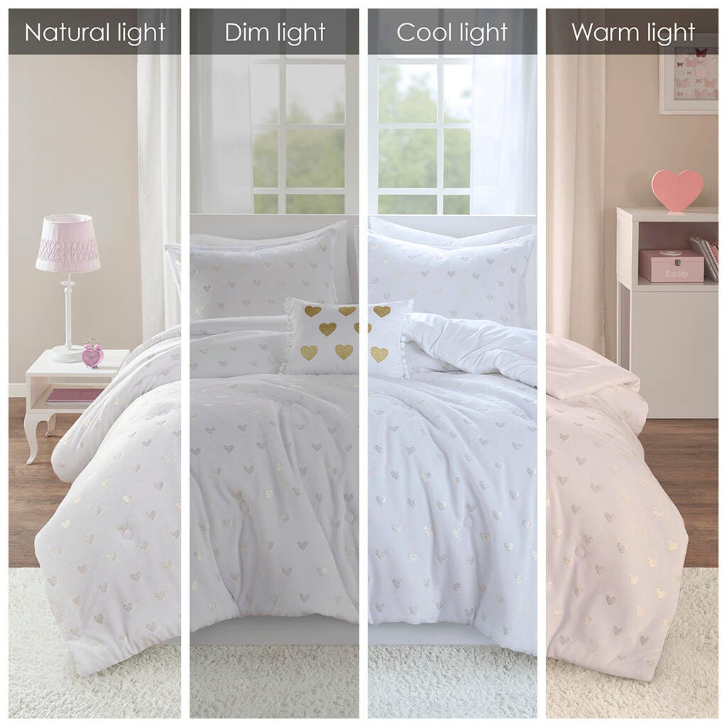 Intelligent Design Rosalie 3-Piece Twin/Twin XL Comforter Set, White/Gold, large