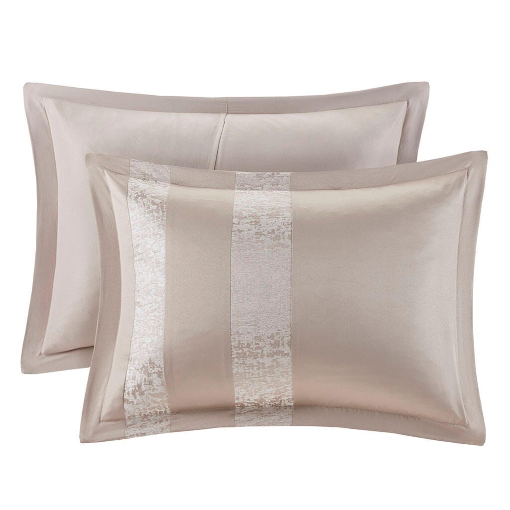 Madison Park Ava 7-Piece Queen Comforter Set, Taupe, large