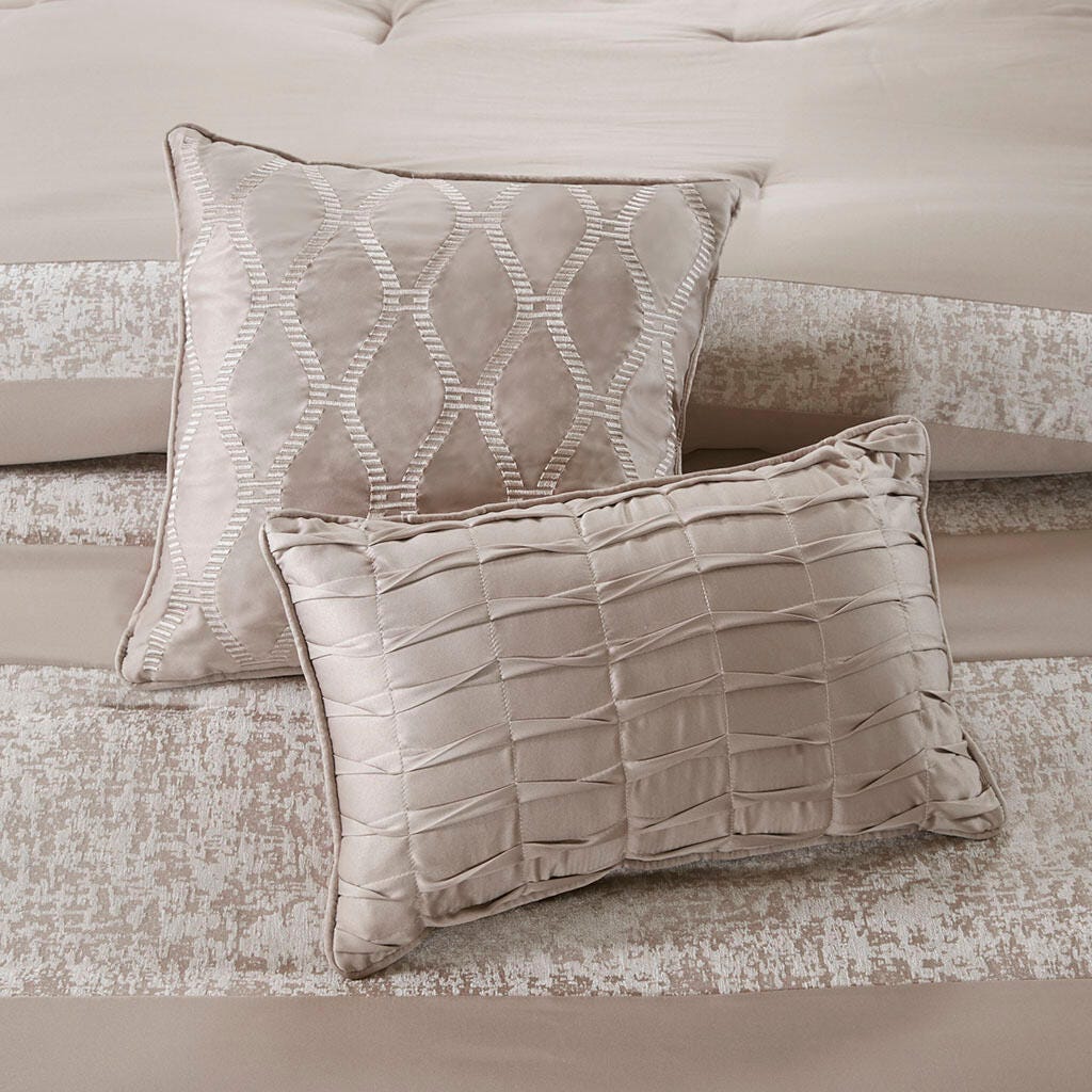 Madison Park Ava 7-Piece Queen Comforter Set, Taupe, large