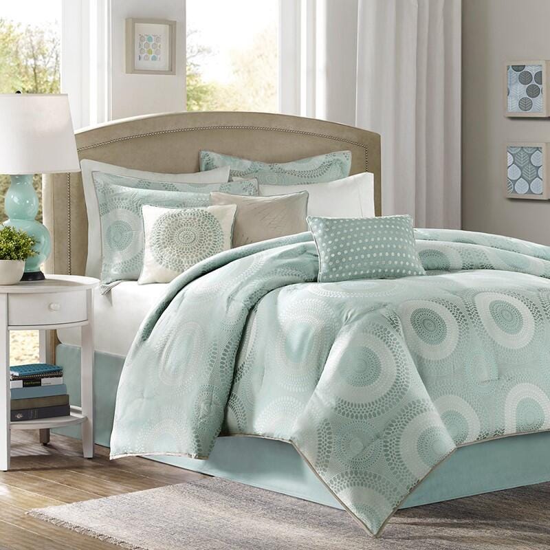 Madison Park Baxter 7-Piece King Comforter Set, Seafoam/Sage, large