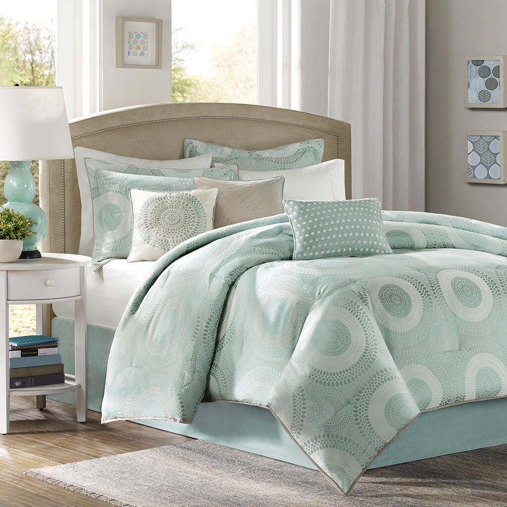 Madison Park Baxter 7-Piece King Comforter Set, Seafoam/Sage, large