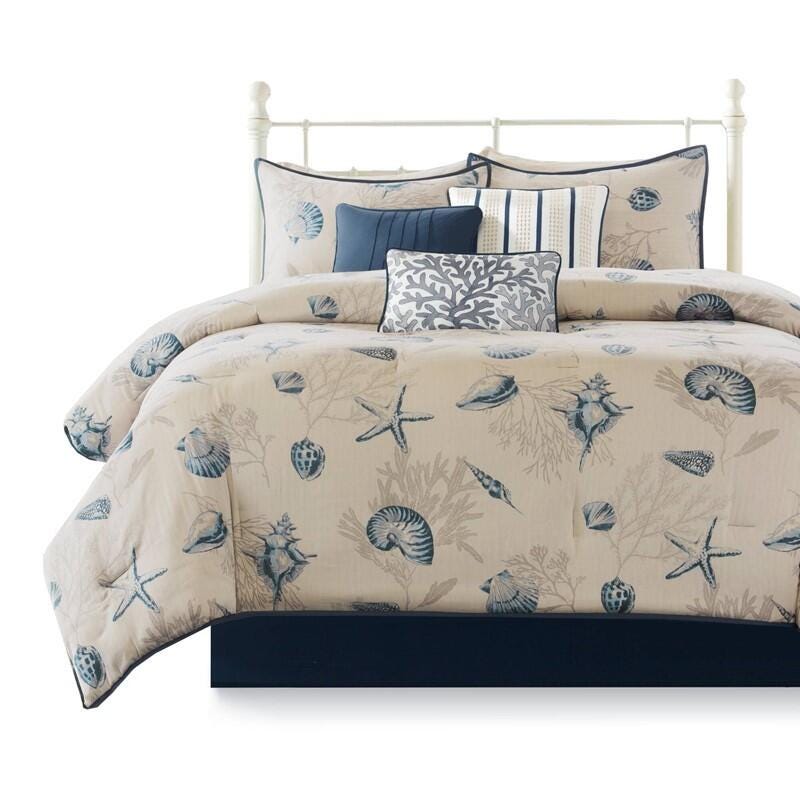 Madison Park Bayside 7-Piece King Comforter Set, Blue, rollover