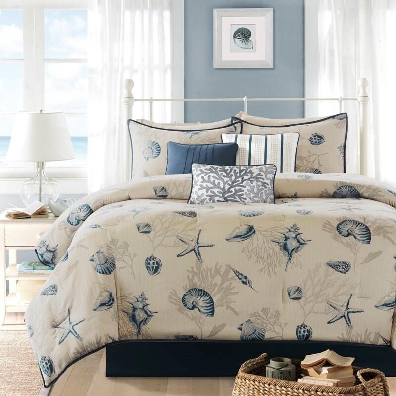 Madison Park Bayside 7-Piece King Comforter Set, Blue, large