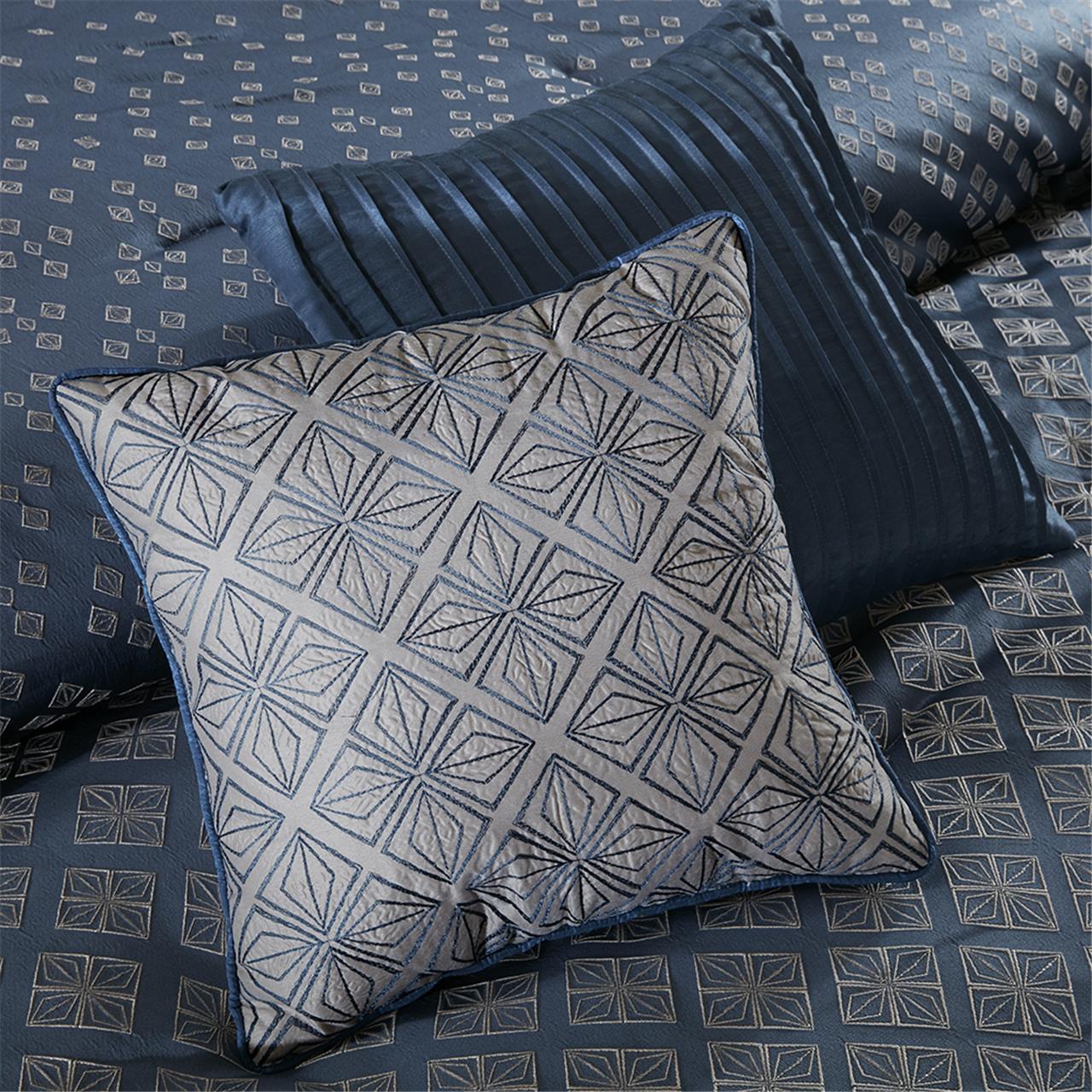 Madison Park Biloxi 7-Piece Queen Comforter Set, Navy, large