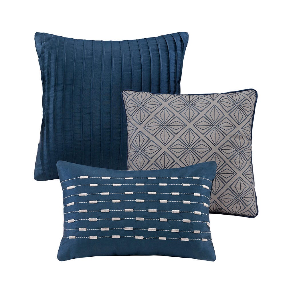 Madison Park Biloxi 7-Piece Queen Comforter Set, Navy, large