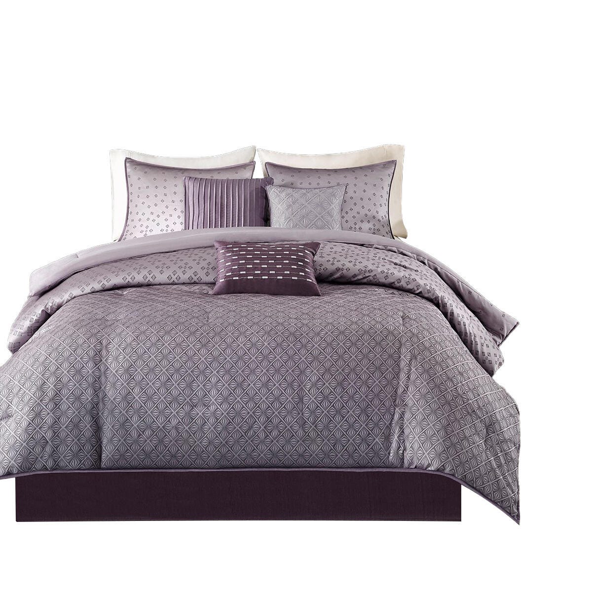 Madison Park Biloxi 7-Piece California King Comforter Set, Purple, rollover