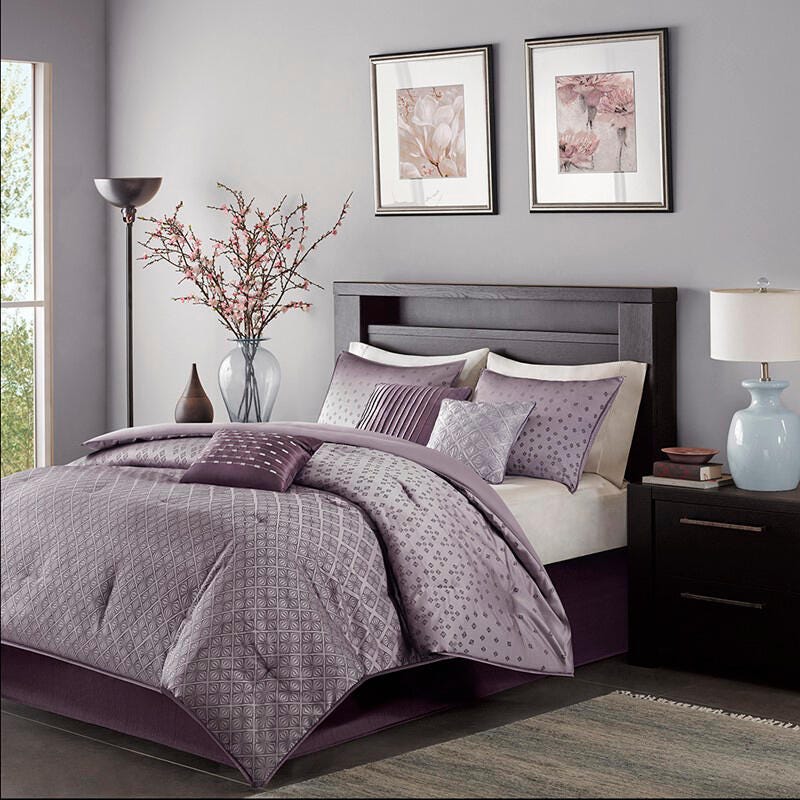 Madison Park Biloxi 7-Piece California King Comforter Set, Purple, large
