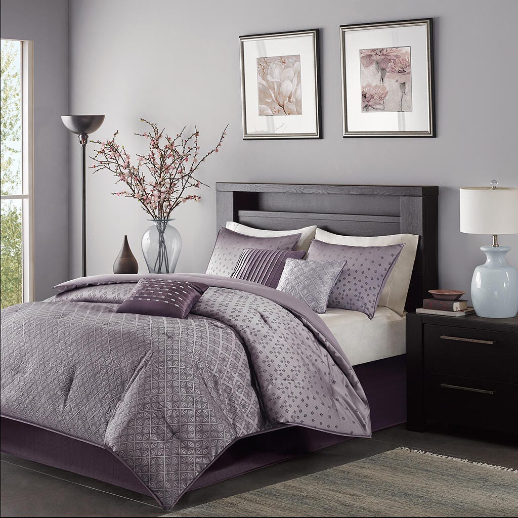 Madison Park Biloxi 7-Piece King Comforter Set, Purple, large