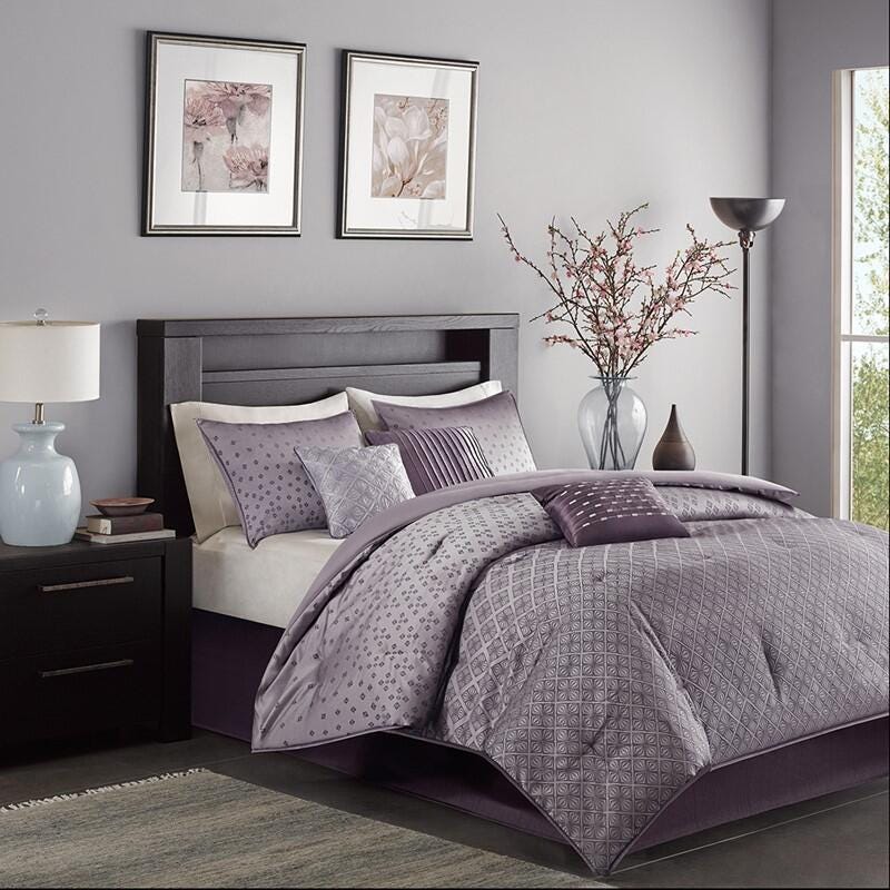 Madison Park Biloxi 7-Piece Queen Comforter Set, Purple, large