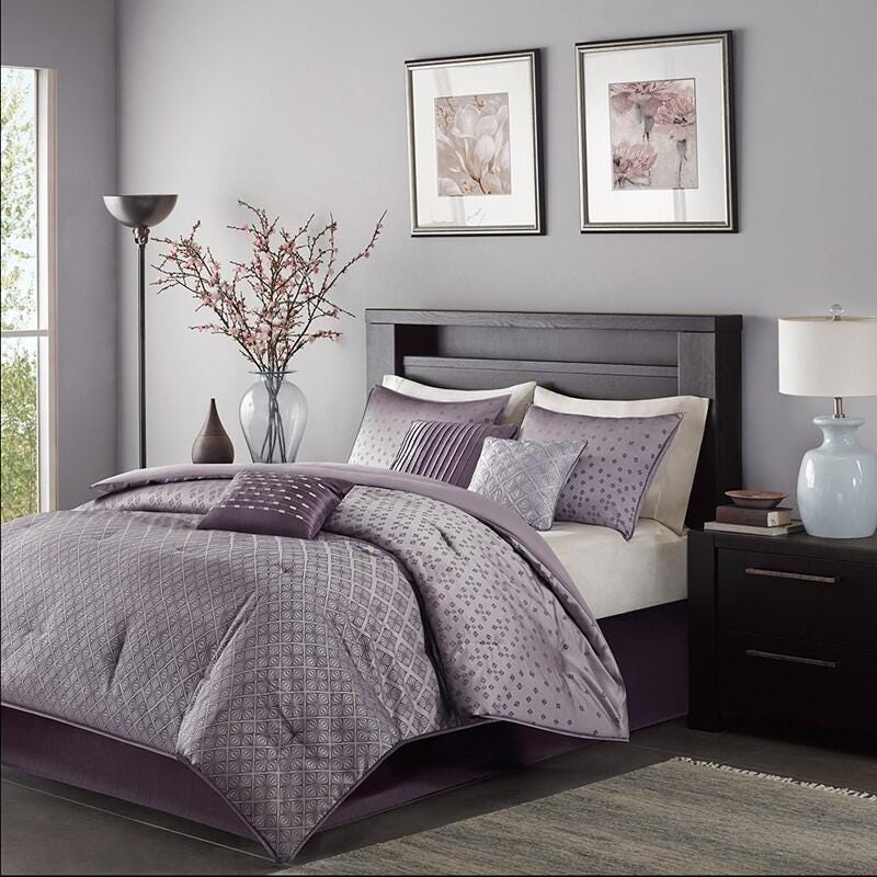 Madison Park Biloxi 7-Piece Queen Comforter Set, Purple, large