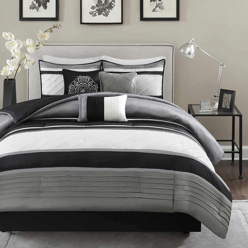 Madison Park Blaire 7-Piece King Comforter Set, Gray, large
