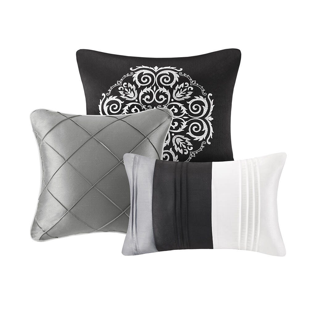 Madison Park Blaire 7-Piece Queen Comforter Set, Gray, large