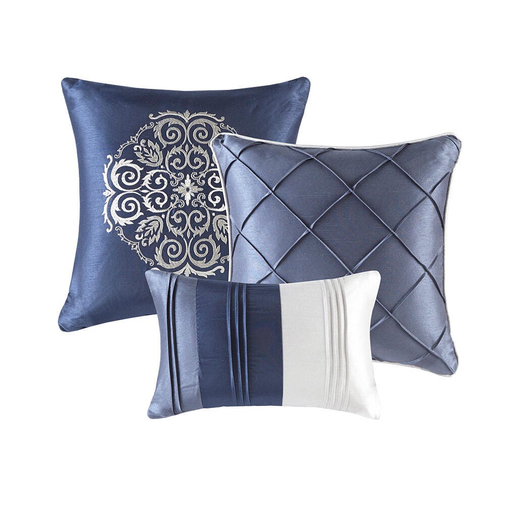 Madison Park Blaire 7-Piece King Comforter Set, Navy, large