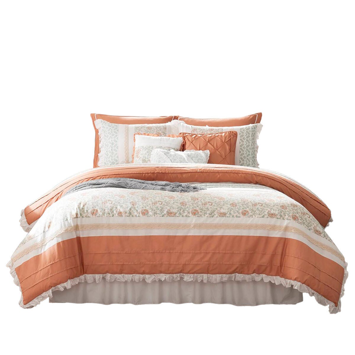 Madison Park Dawn 9-Piece California King Comforter Set, Coral, rollover