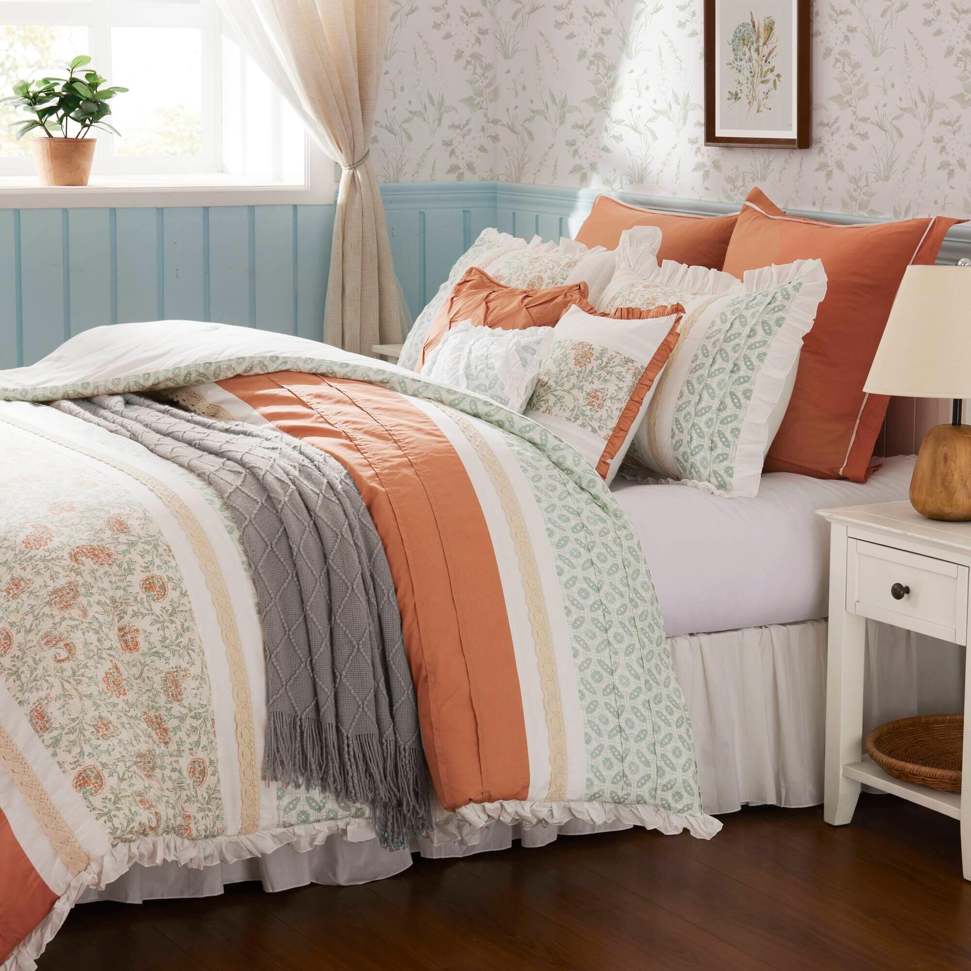 Madison Park Dawn 9-Piece Queen Comforter Set, Coral, large
