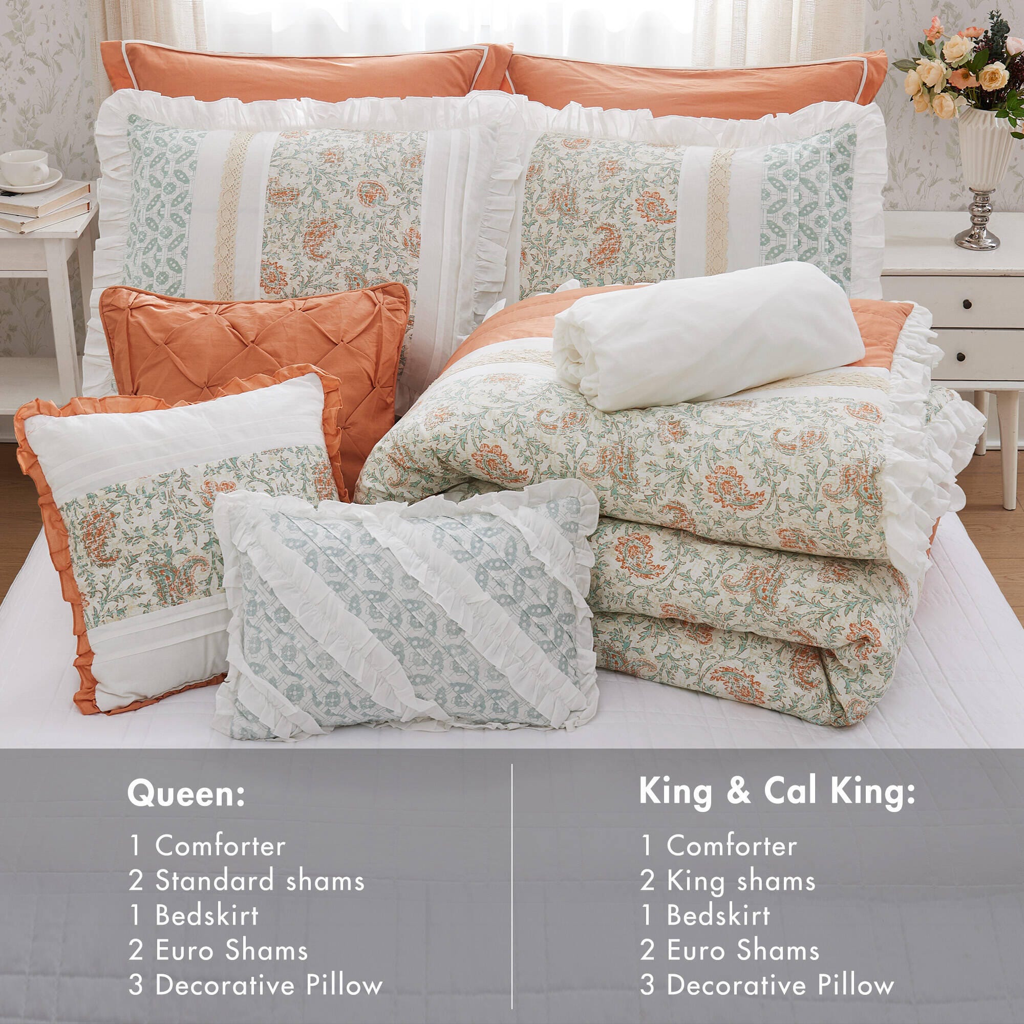 Madison Park Dawn 9-Piece Queen Comforter Set, Coral, large