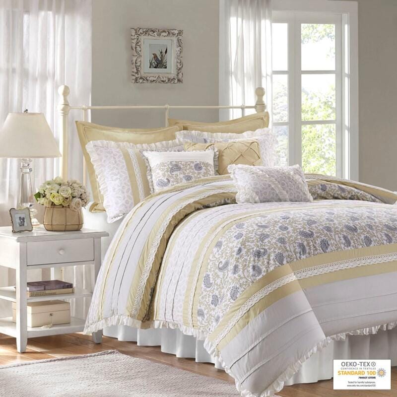 Madison Park Dawn 9-Piece King Comforter Set, Yellow, large