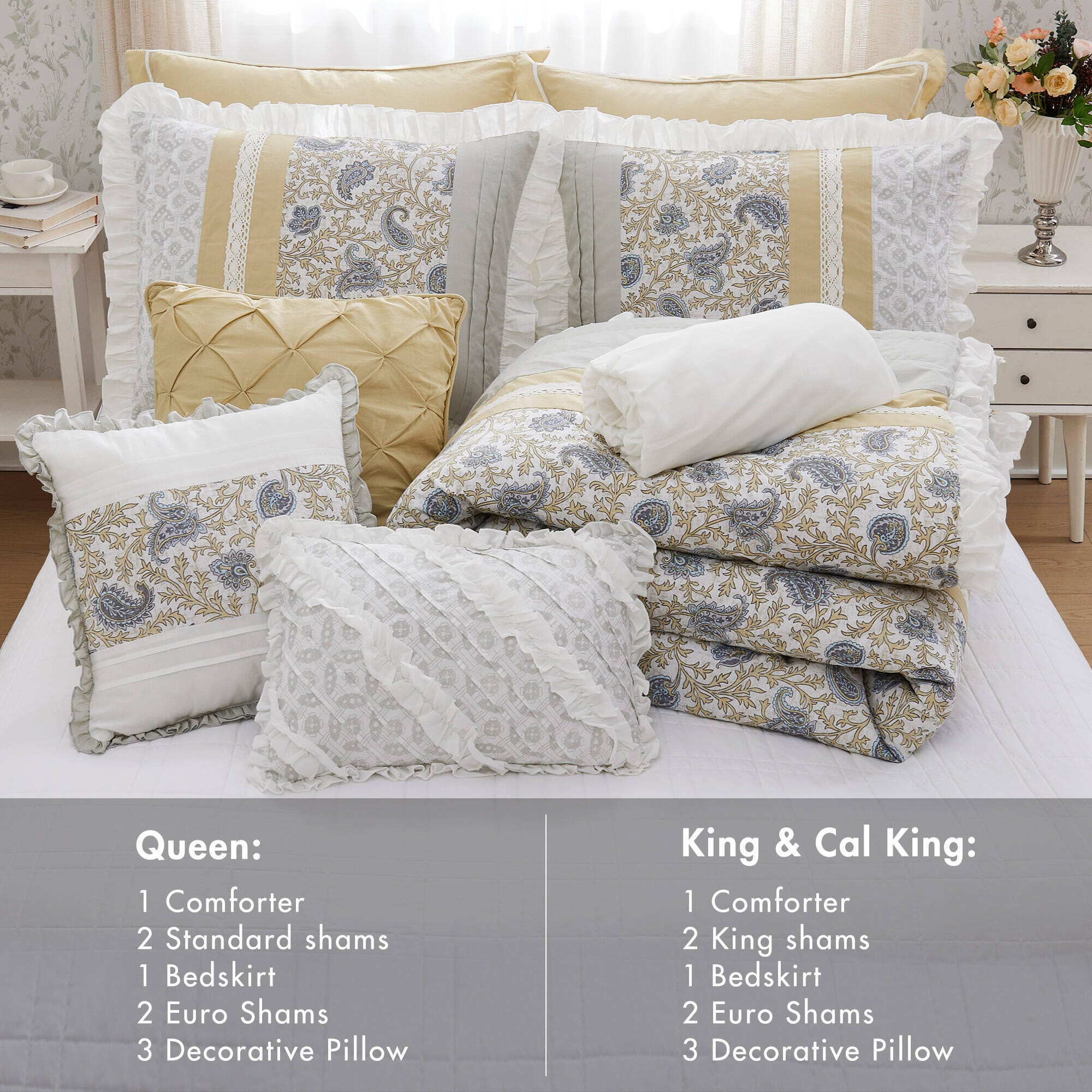 Madison Park Dawn 9-Piece King Comforter Set, Yellow, large