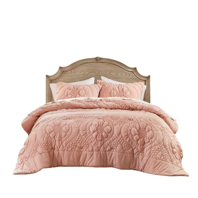 Madison Park Elise 3-Piece Full/Queen Comforter Set, Pink, rollover