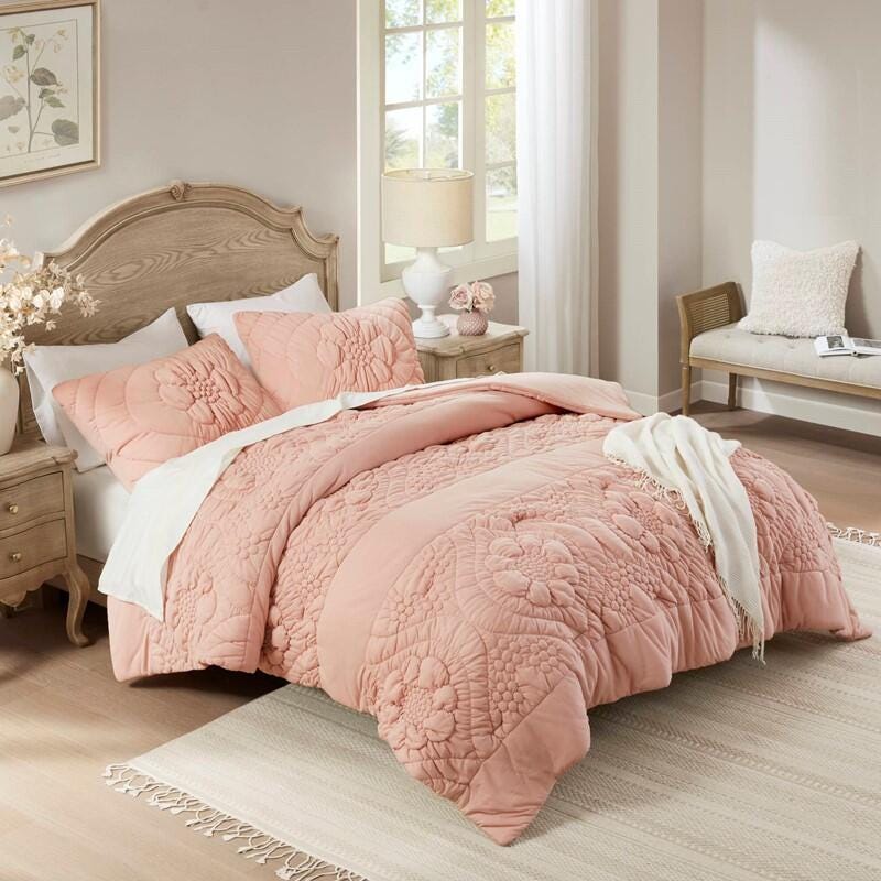 Madison Park Elise 3-Piece Full/Queen Comforter Set, Pink, large