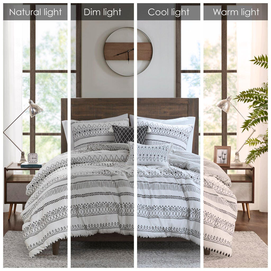 Madison Park Fraser 4-Piece King/California King Comforter Set, Ivory/Black, large