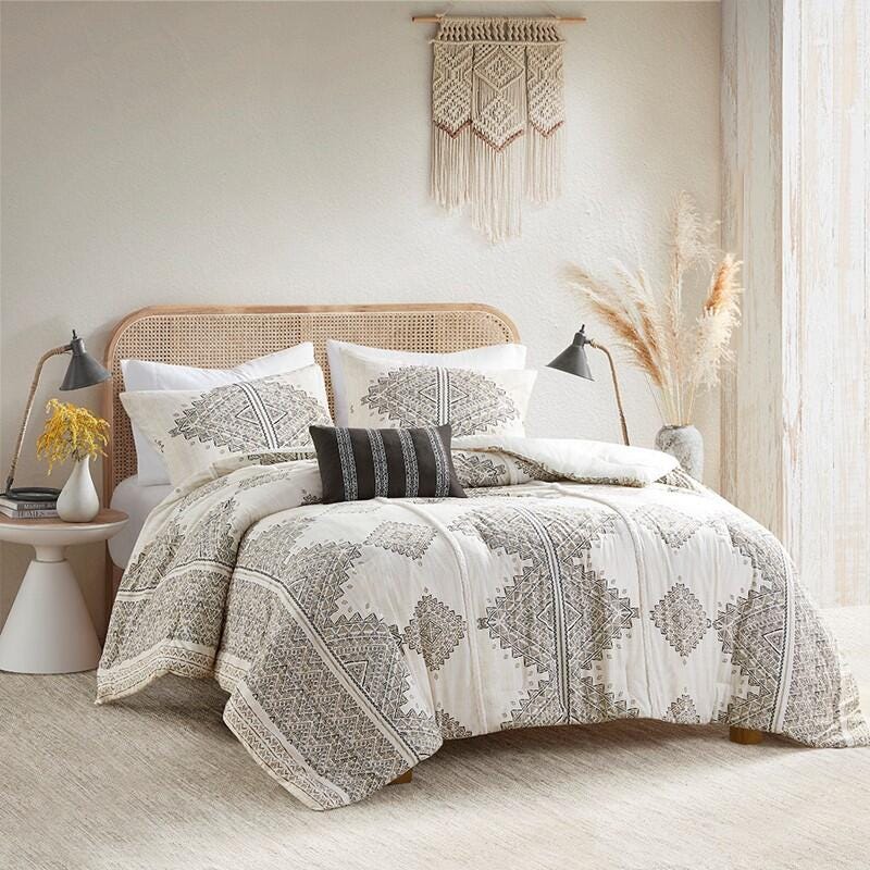 Madison Park Ibiza 4-Piece Full/Queen Comforter Set, Black/Ivory, large