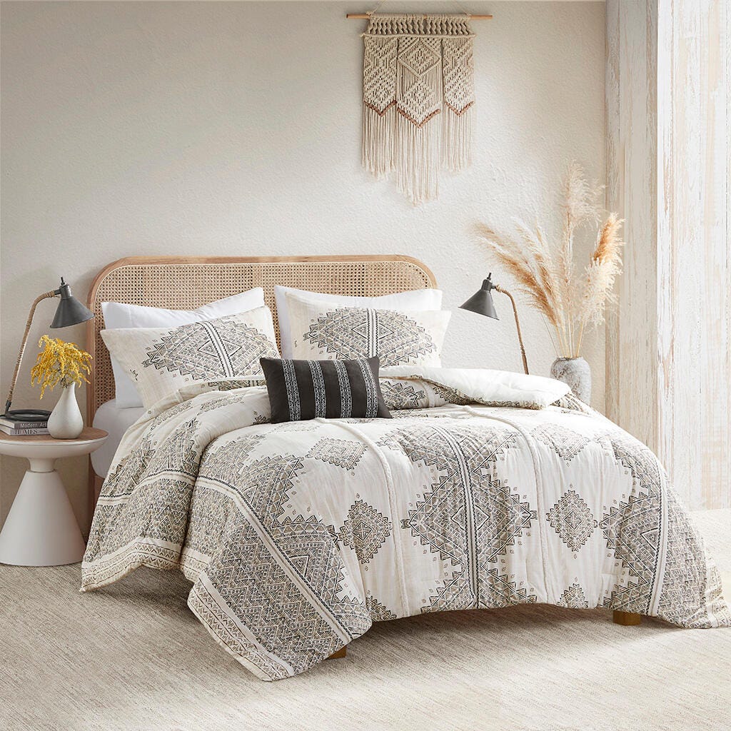 Madison Park Ibiza 4-Piece King/California King Comforter Set, Black/Ivory, large