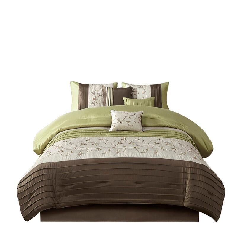 Madison Park Serene 7-Piece California King Comforter Set, Green, rollover
