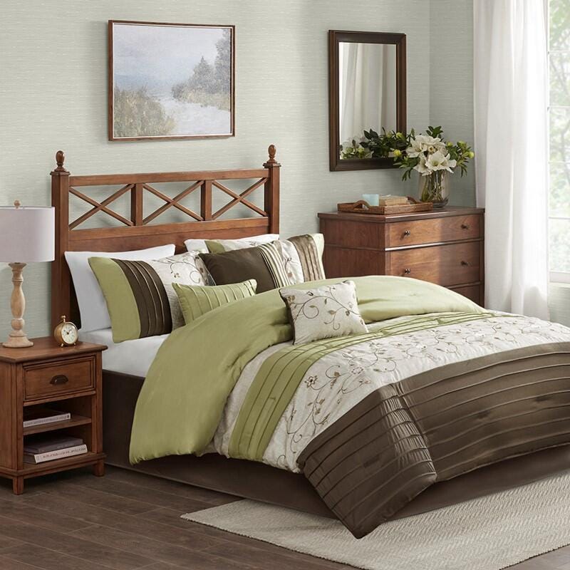 Madison Park Serene 7-Piece California King Comforter Set, Green, large