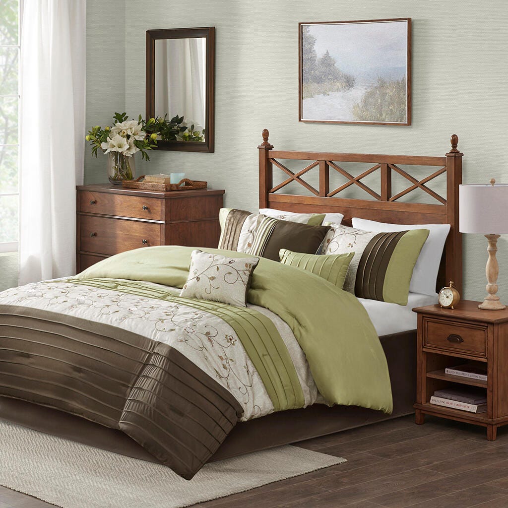 Madison Park Serene 7-Piece Queen Comforter Set, Green, large