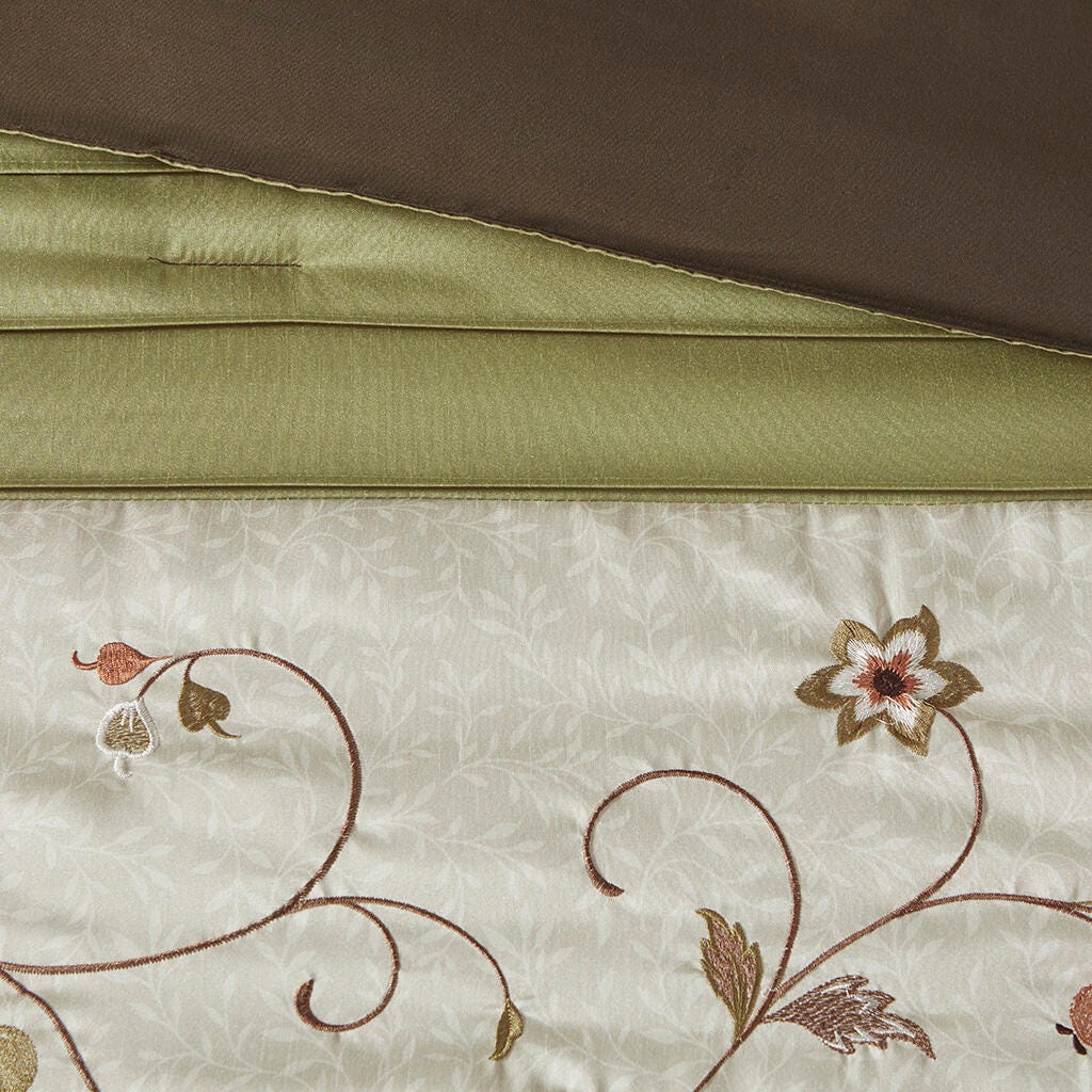 Madison Park Serene 7-Piece Queen Comforter Set, Green, large