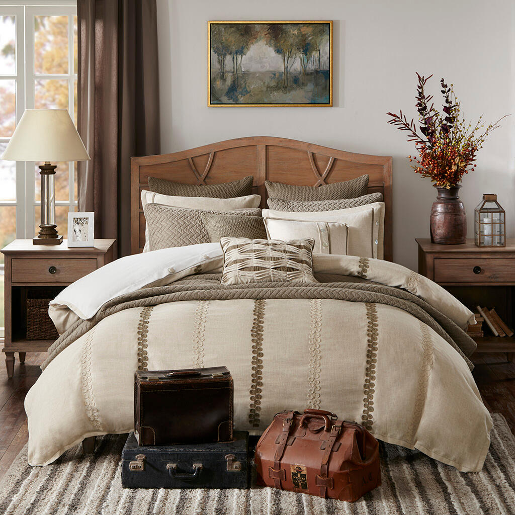 Chateau 9-Piece King Comforter Set, Linen, large