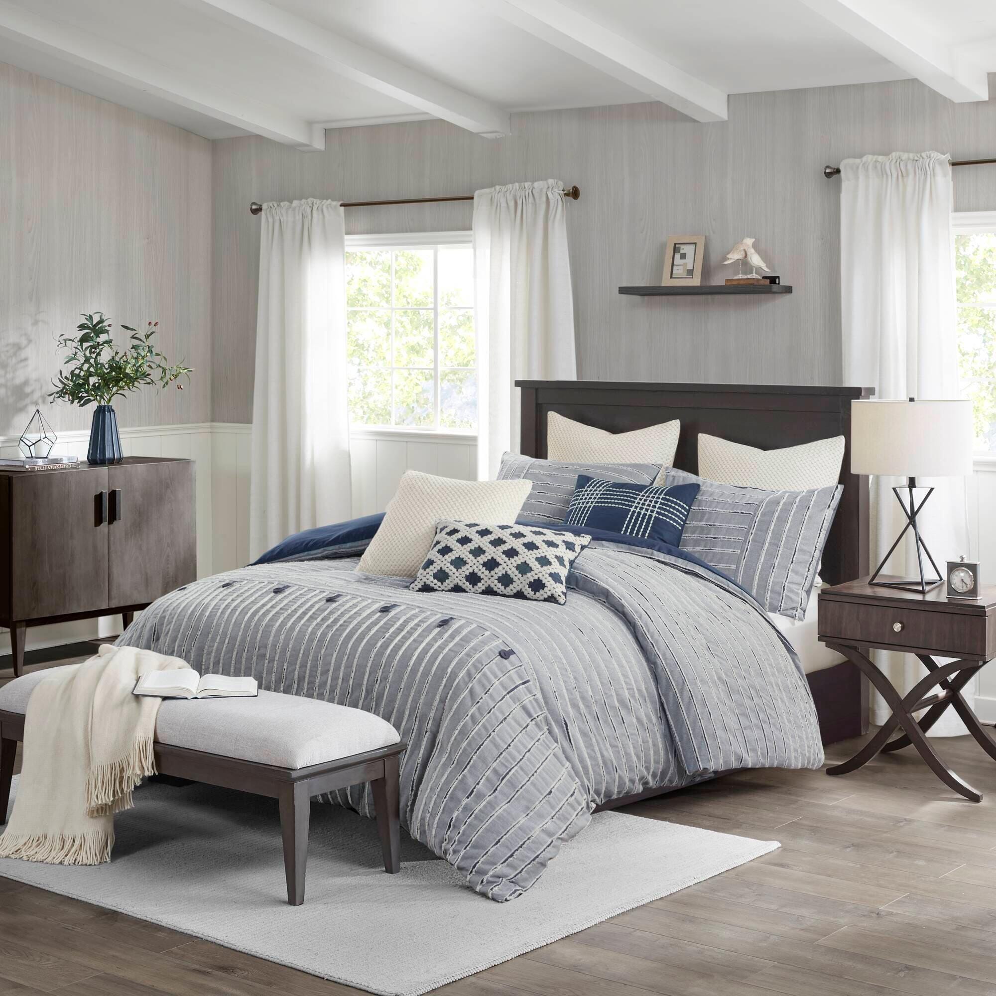 Essence 8-Piece Queen Comforter Set, Blue, rollover