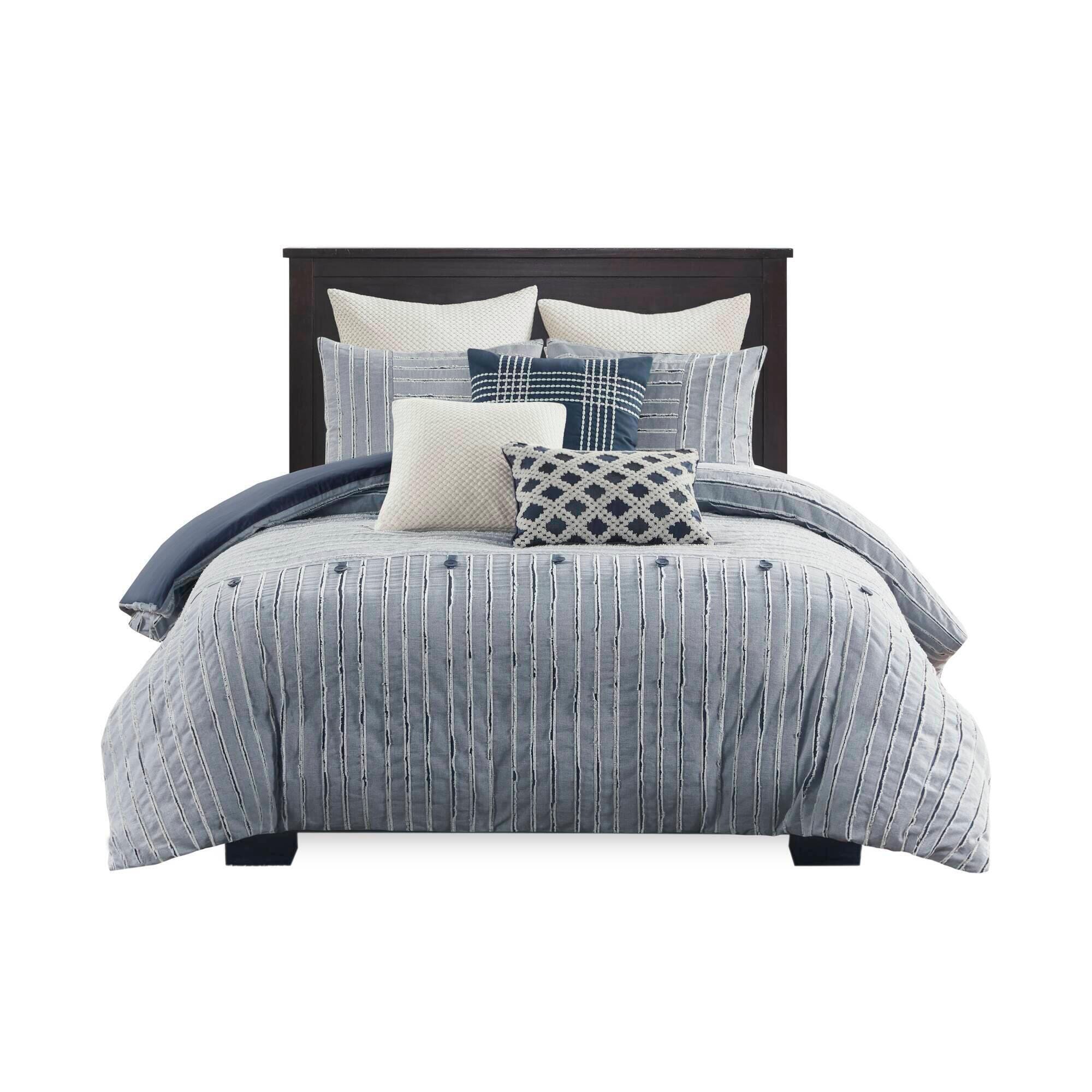Essence 9-Piece King Comforter Set, Blue, large