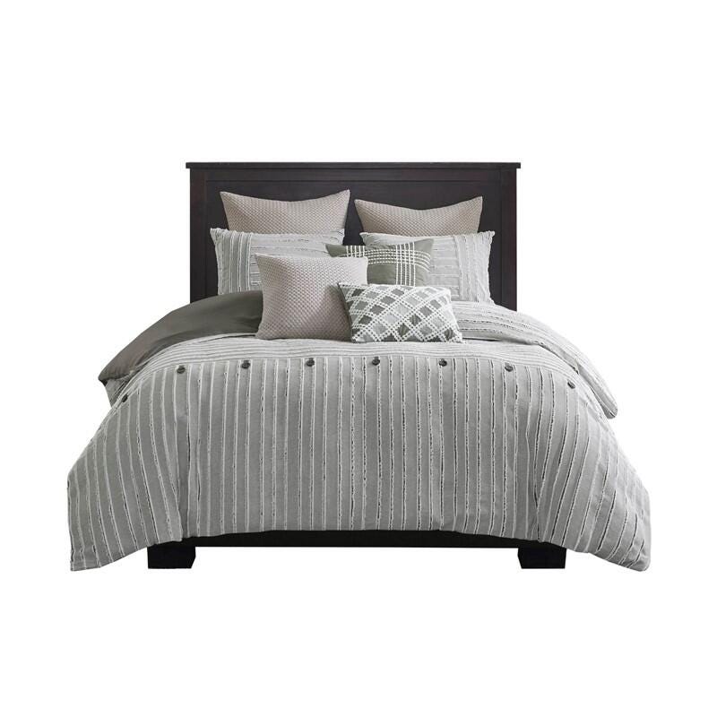 Essence 9-Piece King Comforter Set, Gray, large