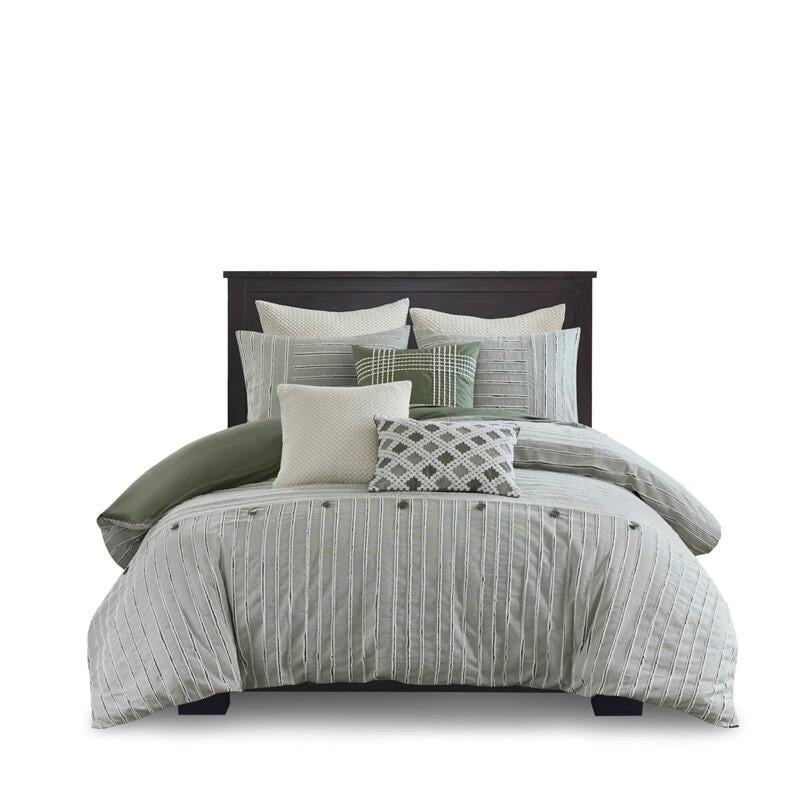 Essence 9-Piece King Comforter Set, Green, large