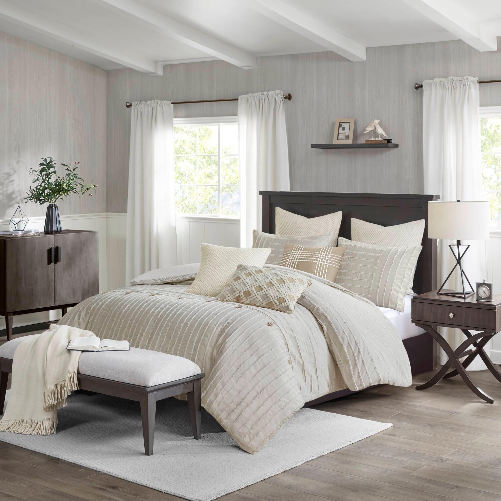 Essence 9-Piece King Comforter Set, Ivory, rollover