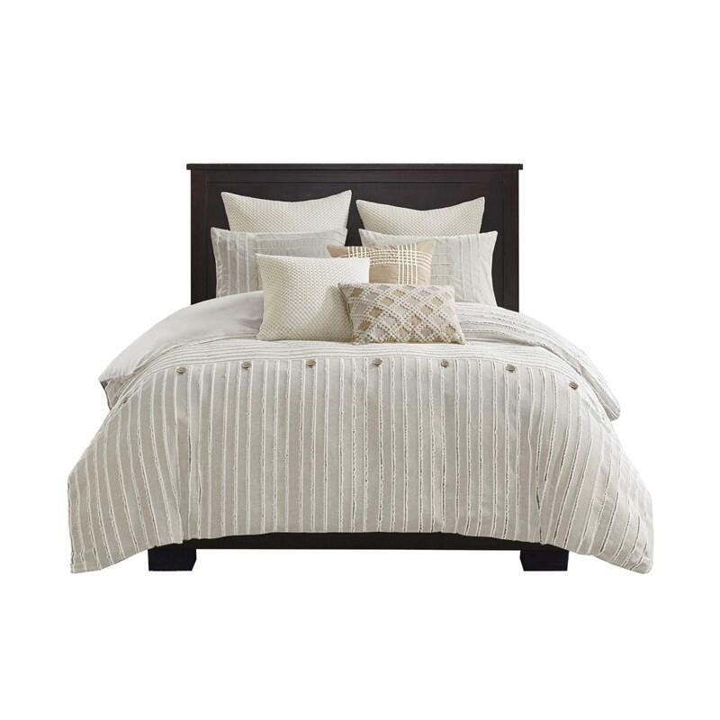 Essence 9-Piece King Comforter Set, Ivory, large