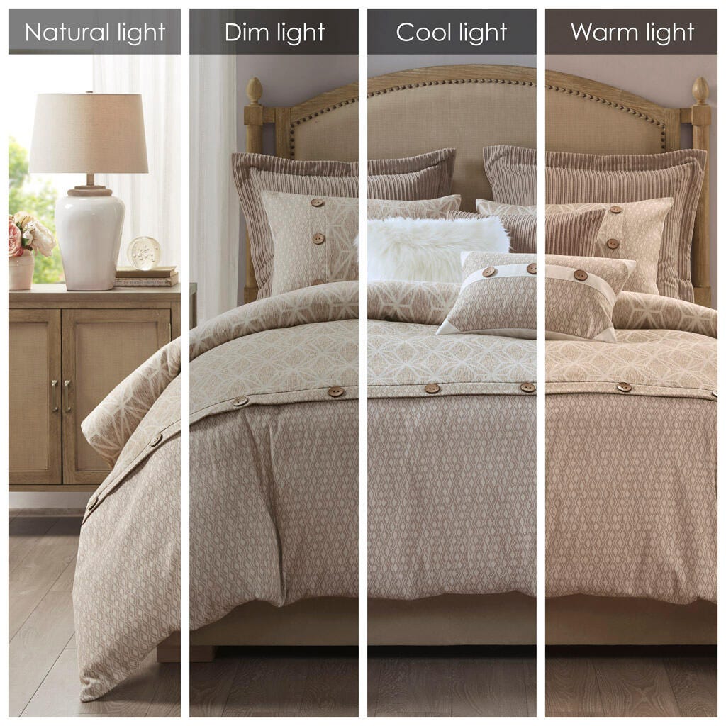 Grace 9-Piece King Comforter Set, Taupe, large
