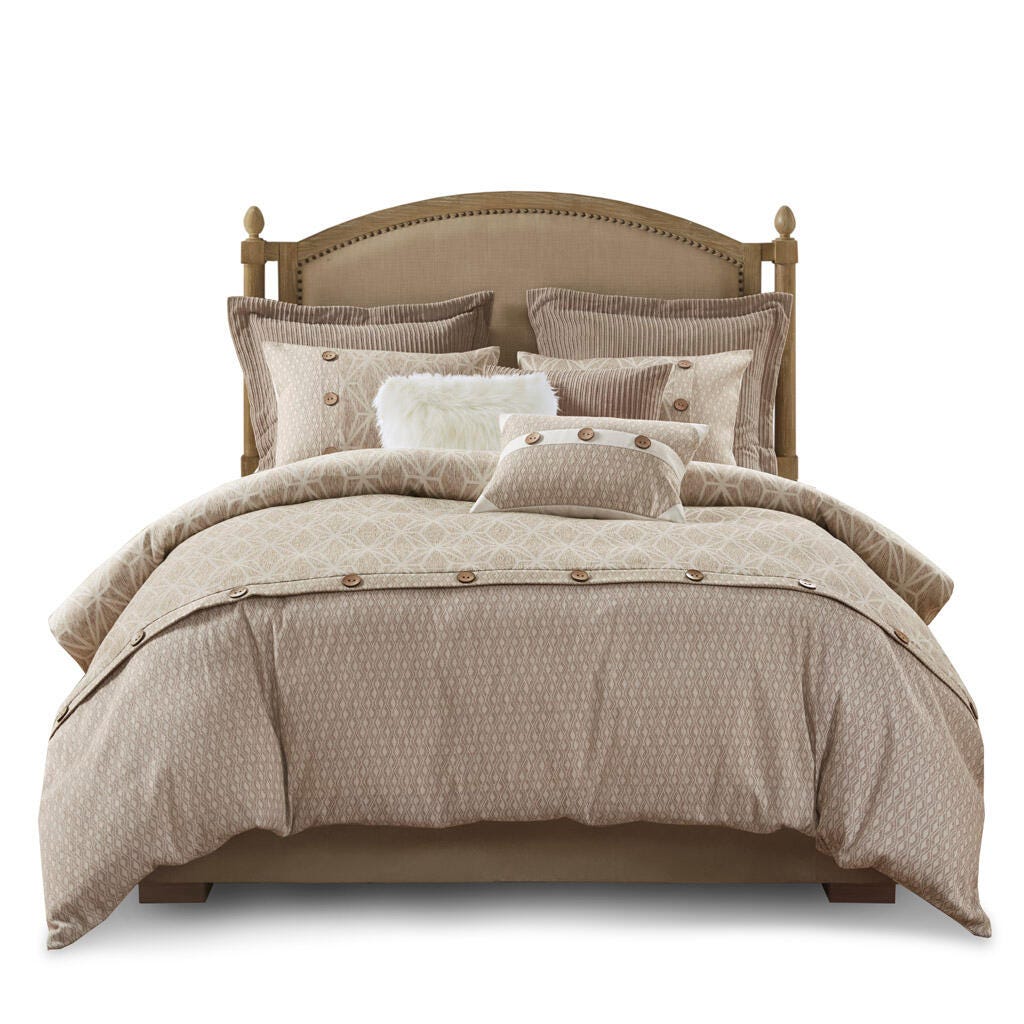 Grace 9-Piece King Comforter Set, Taupe, large
