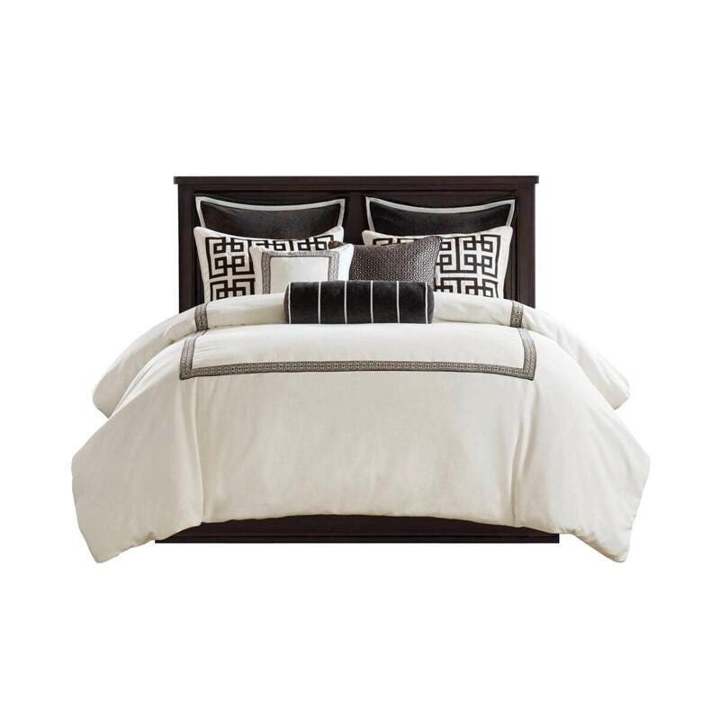 Jarvis 8-Piece Queen Comforter Set, Black/White, large