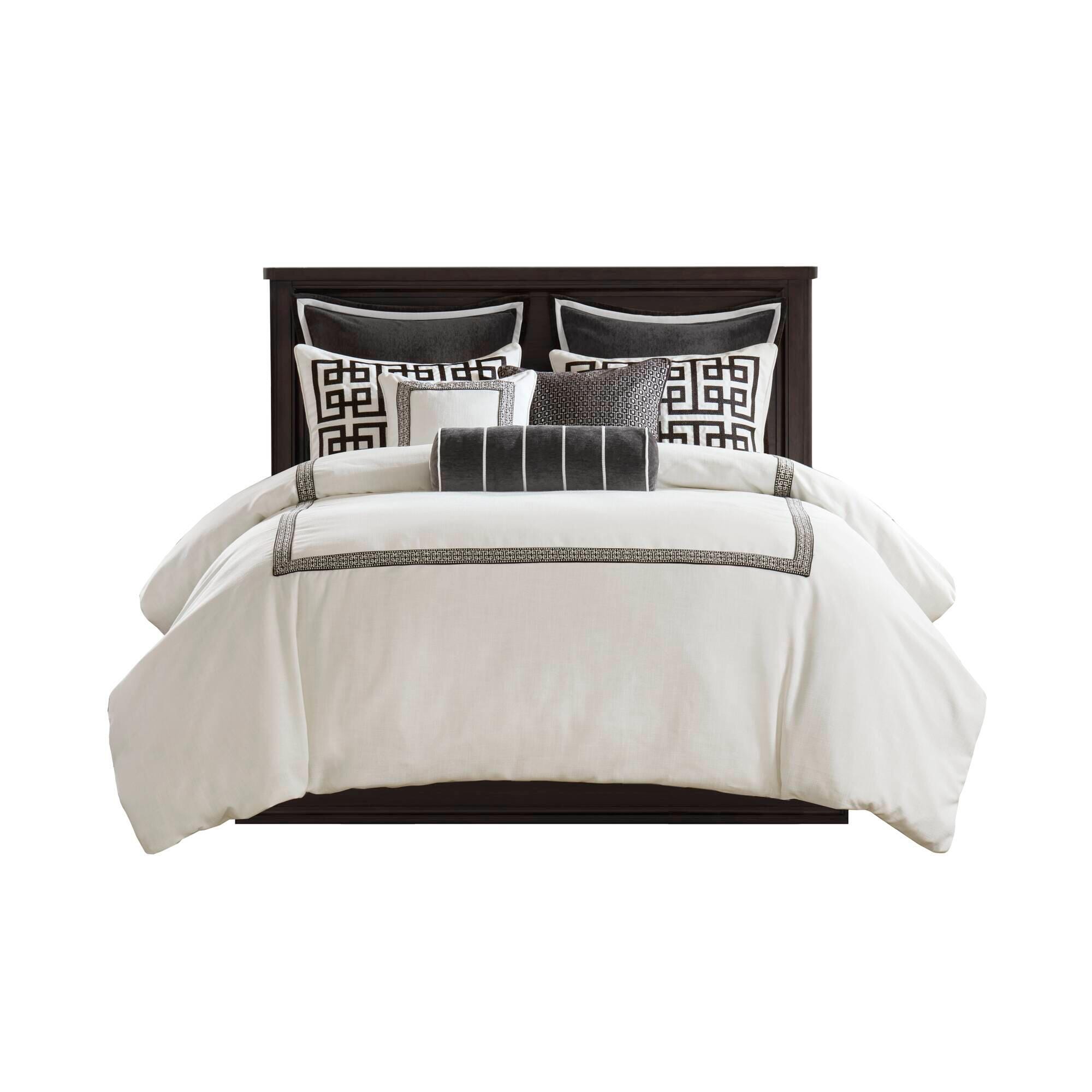 Jarvis 9-Piece King Comforter Set, Black/White, large