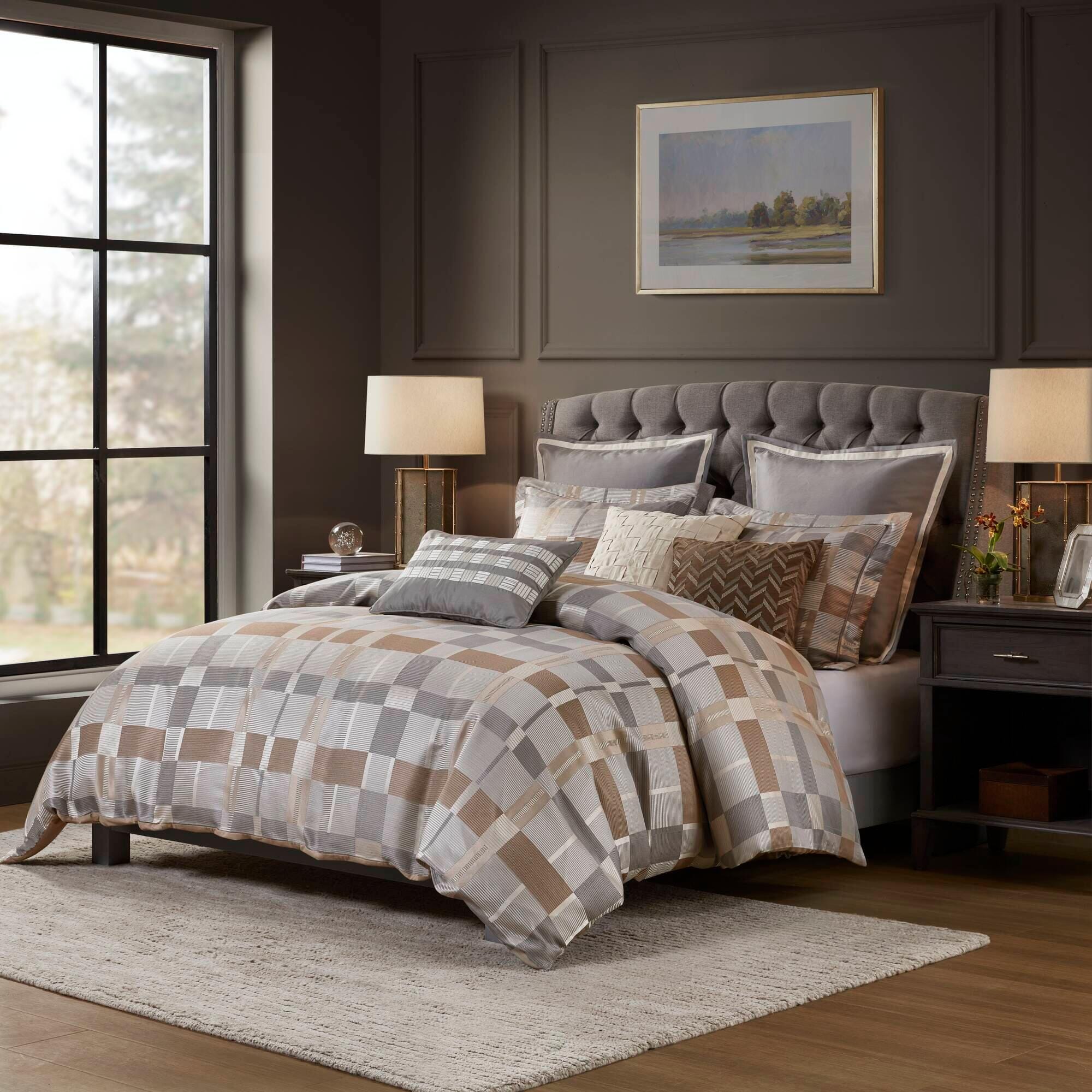 Prescott 8-Piece Queen Comforter Set, Taupe, rollover