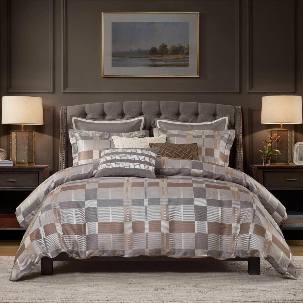 Madison Park Signature Prescott 8-Piece Queen Comforter Set, Taupe, large