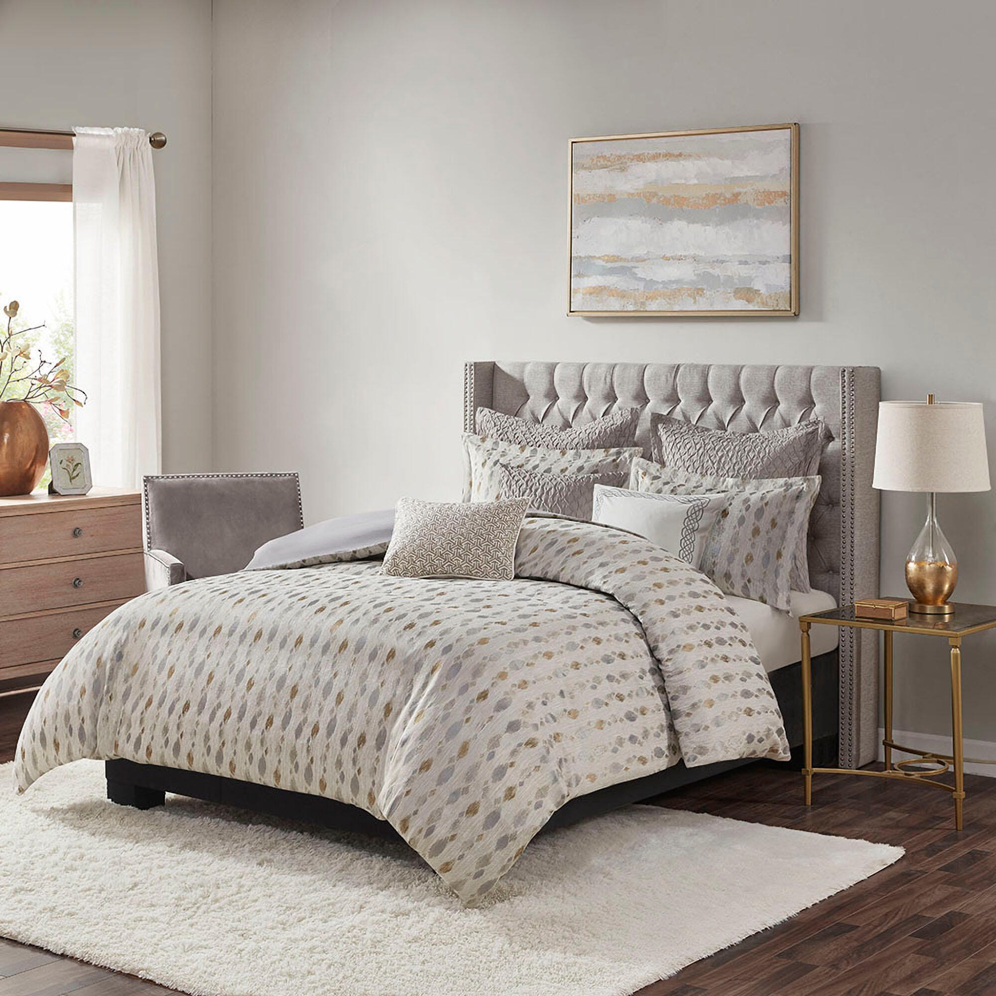 Sanctuary 9-Piece King Comforter Set, Taupe/Gold, rollover