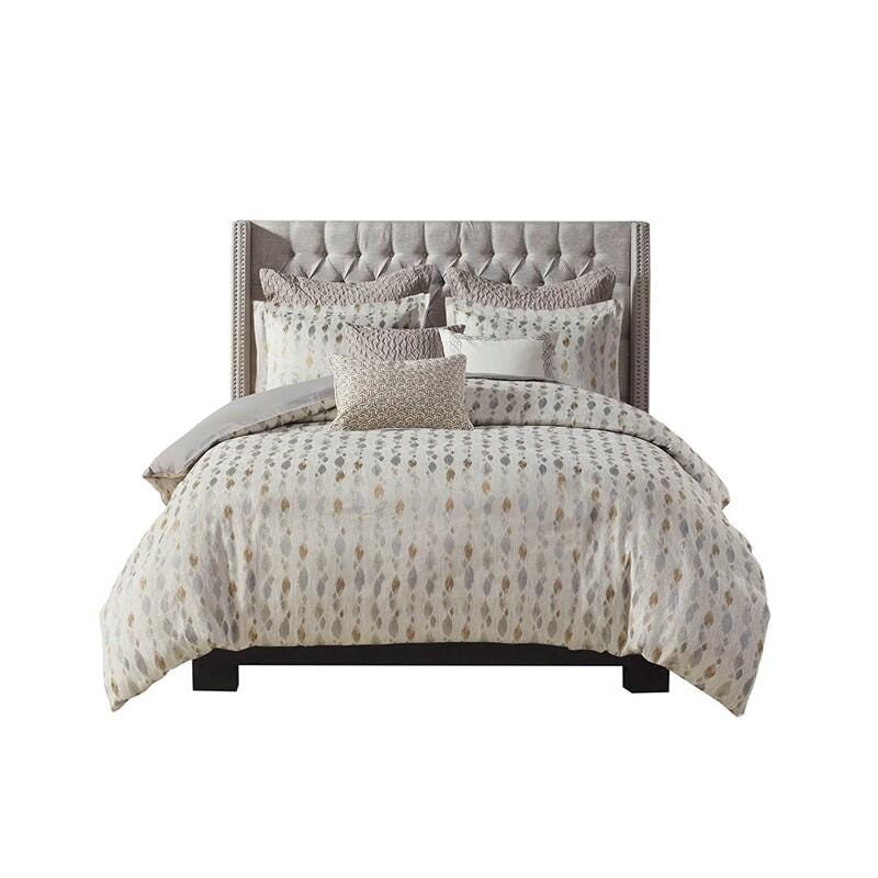 Sanctuary 9-Piece King Comforter Set, Taupe/Gold, large