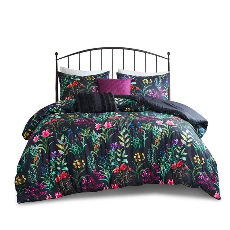 Madison Park Tasha 5-Piece Full/Queen Comforter Set, Black, rollover